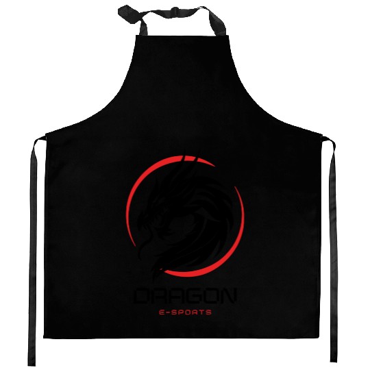 Red and Black Dragon Sports Gaming Kitchen Aprons