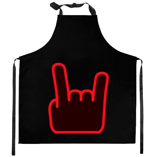 Heavy Metal Fun Hard Rock Music Horns Hand Gesture Kitchen Aprons