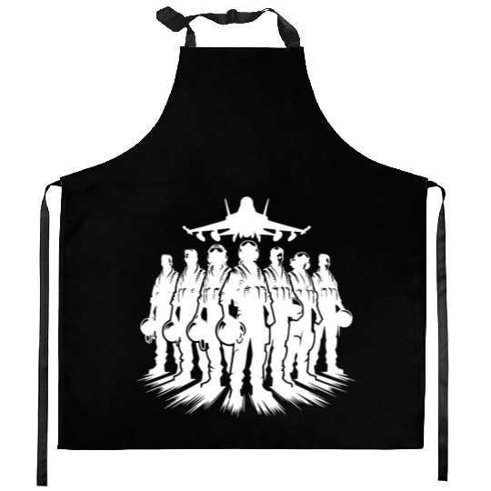 Air Force Pilots Cool Airplane Portrait Kitchen Aprons
