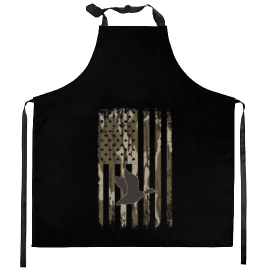 Bottomland Camo Duck Hunting American Flag USA Kitchen Aprons