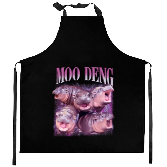 I Love Moo Deng Bootleg I love you Bouncy Pig Kitchen Aprons