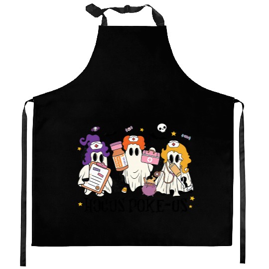 Hocus Poke Us Funny Ghost Vintage Halloween Kitchen Aprons