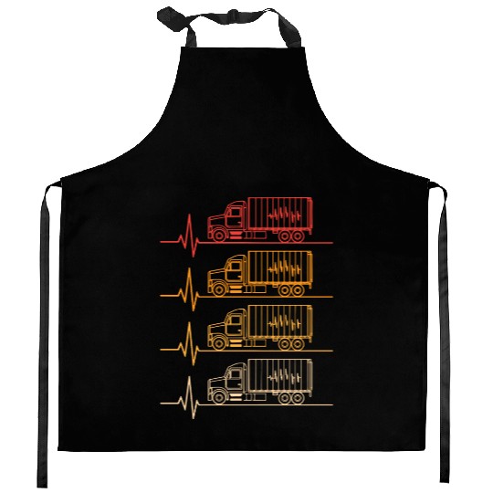 Truck driver heart beat Trucker Funny Truck Driver Kitchen Aprons