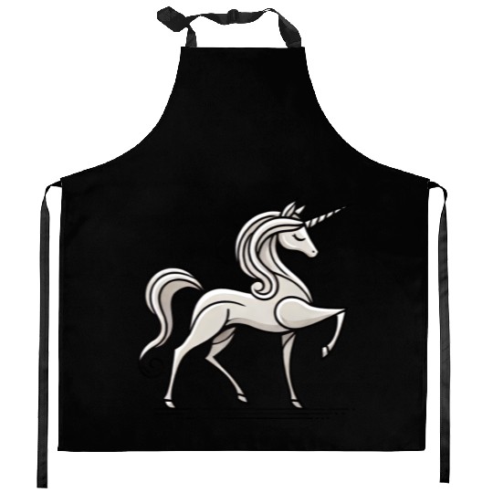 Refined Stick Figure Unicorn Kitchen Aprons