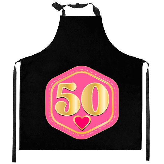 50th Anniversary - Heart Number Kitchen Aprons
