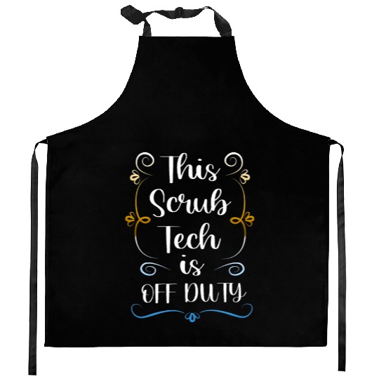 Summer Vacation Off Duty Funny Scrub Tech Kitchen Aprons