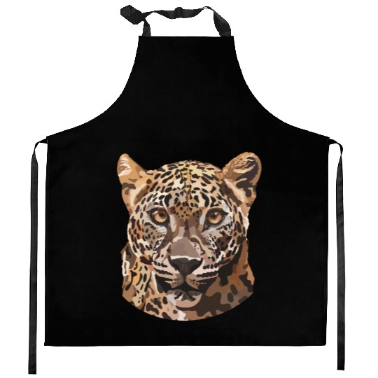 African Leopard poster Kitchen Aprons