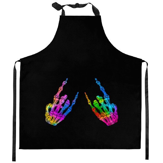 Rock On Rock Star Skeleton Hands LGBT Rainbow Kitchen Aprons