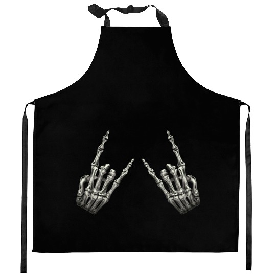 Rock On Rock Star Skeleton Hands Rocker Halloween Kitchen Aprons