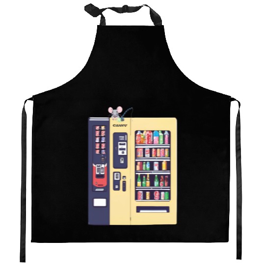 Japanese vending machine with little friend. Kitchen Aprons