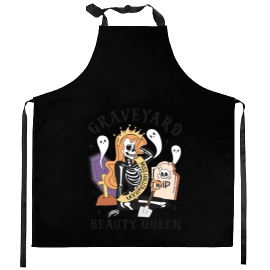 Graveyard Beauty Queen: Spooky & Funny Halloween Kitchen Aprons