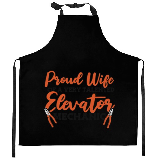 Proud Wife Of An Elevator Mechanic Repair Kitchen Aprons