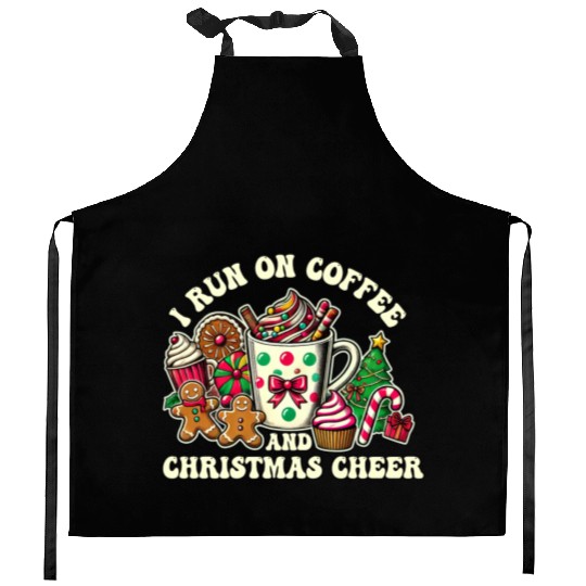 I run on coffee and Christmas cheer Kitchen Aprons