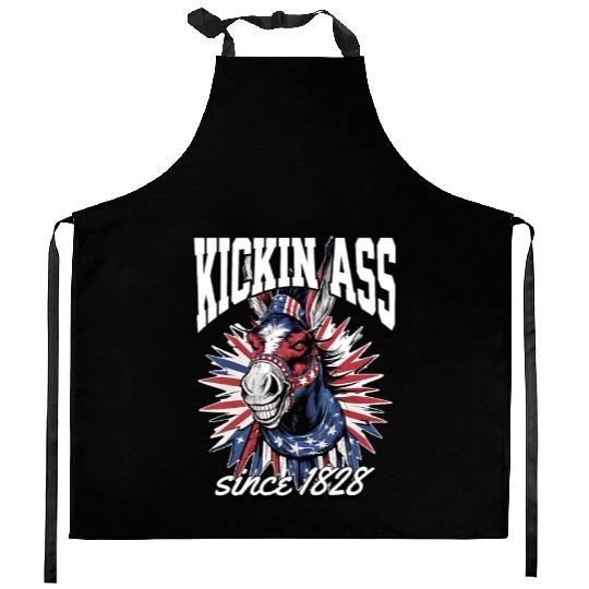 Patriotic American Donkey Democrat Kitchen Aprons