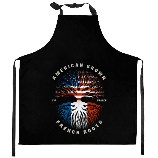 American Grown French Roots France Flag Kitchen Aprons