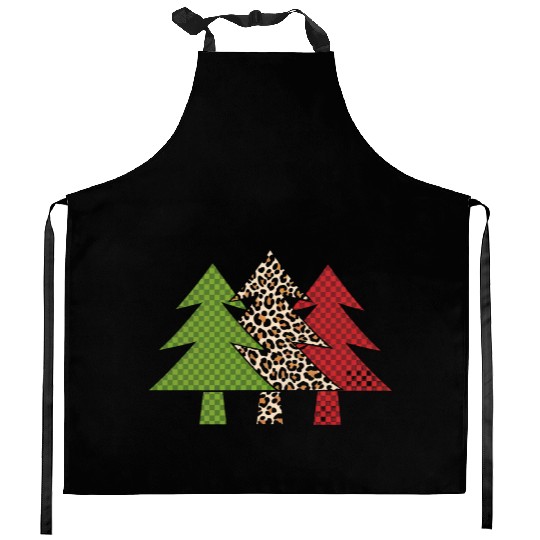 Buffalo Plaid Merry Christmas Tree Family Matching Kitchen Aprons