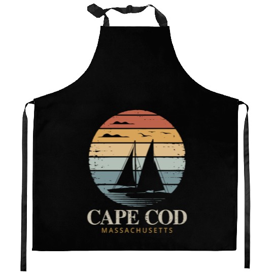 Cape Cod Vintage SunsetMassachusetts Sailing Kitchen Aprons