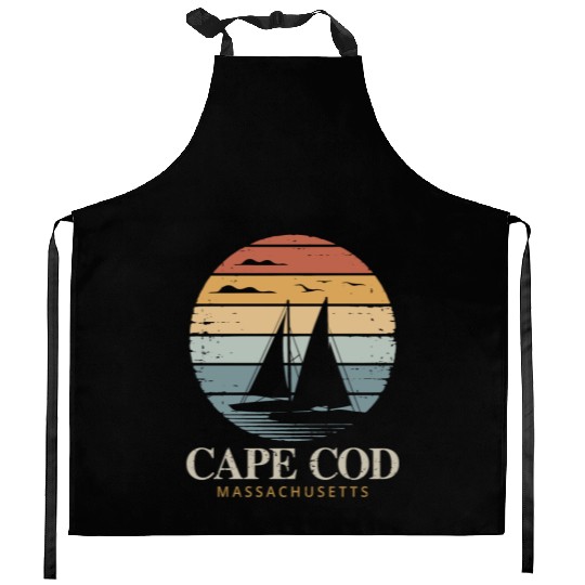 Cape Cod Vintage SunsetMassachusetts Sailing Kitchen Aprons