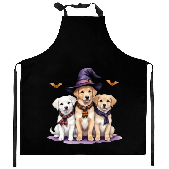 Golden Retriever Halloween Spooky Dog Halloween Kitchen Aprons