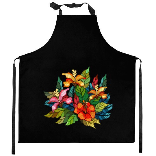 Hibiscus bouquet Kitchen Aprons