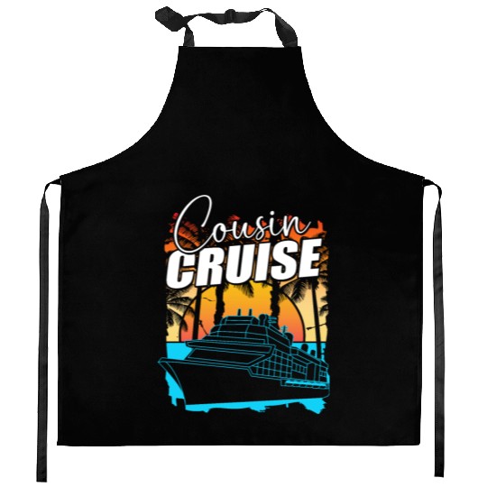 Retro Summer Tropical Beach Vacation Cousin Cruise Kitchen Aprons
