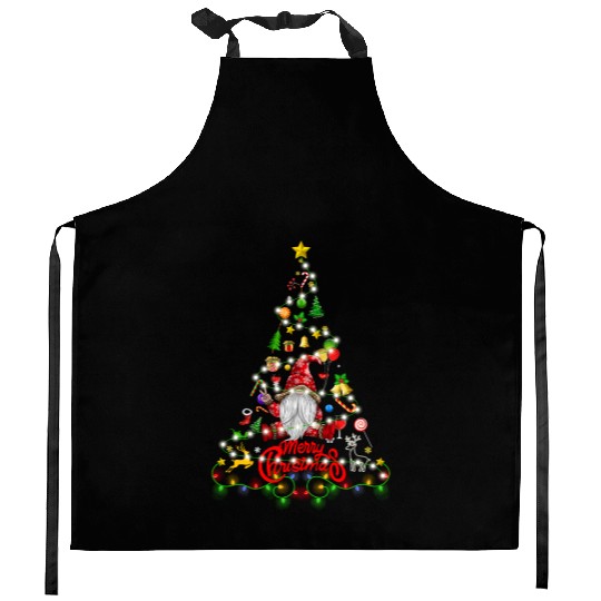 Funny Gnomes Christmas Tree Gnomies Family Xmas Kitchen Aprons