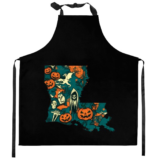 Louisiana USA Halloween Kitchen Aprons