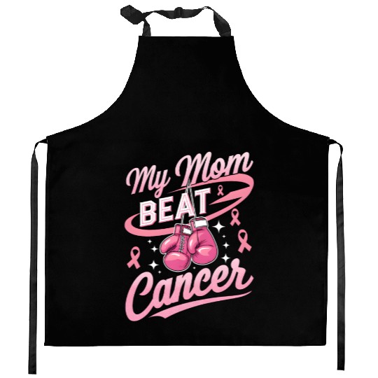 My Mom Beat Cancer Breast Cancer Awareness Kitchen Aprons