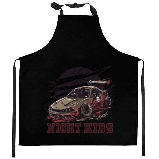 Trashy JDM Street Racer Night Kids Kitchen Aprons