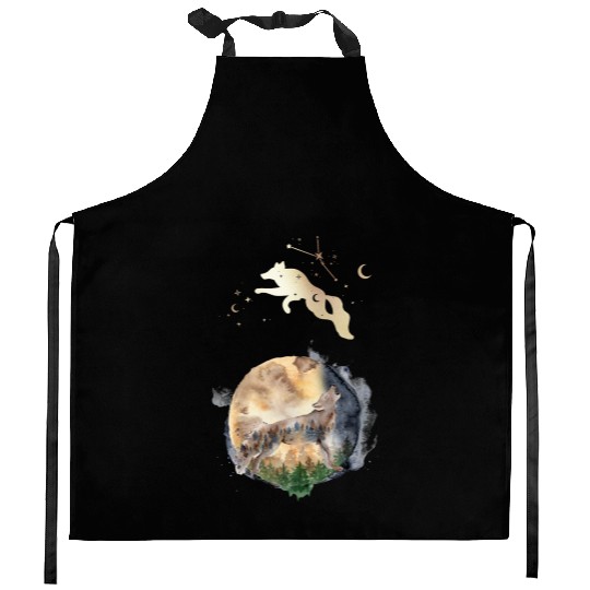 Wolf Moon Magic Kitchen Aprons