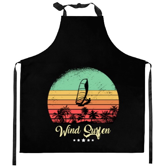 Wind Surfing Vintage Retro Sunset Sport Kitchen Aprons