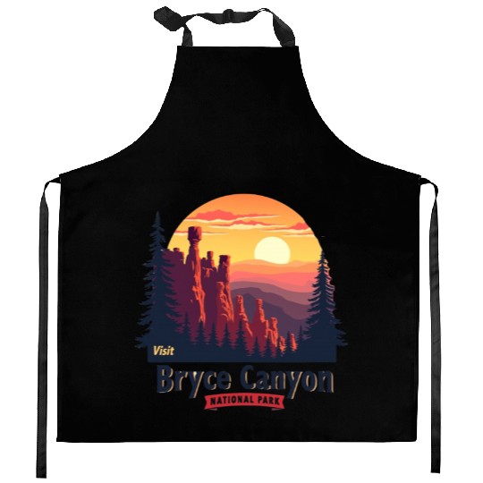 Bryce Canyon National Park Retro Illustraion V 02 Kitchen Aprons
