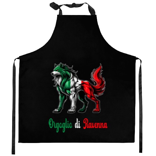 The pride of Ravenna Italy flag Kitchen Aprons