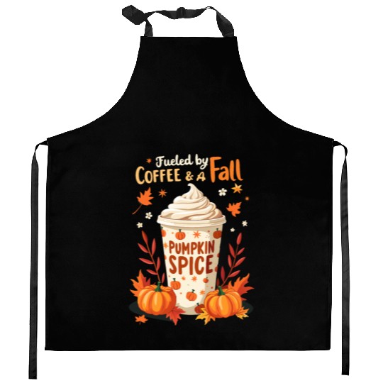 Fueled by Coffee & Fall Vibes Kitchen Aprons