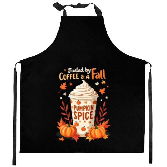 Fueled by Coffee & Fall Vibes Kitchen Aprons
