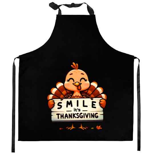 Smile It's Thanksgiving Turkey Matching Family Kitchen Aprons
