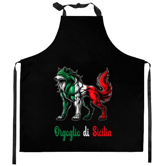 The pride of Sicily Italy flag Kitchen Aprons