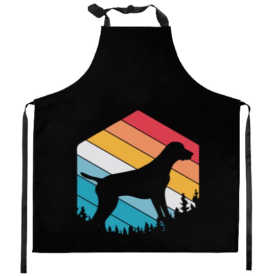 Retro Dog Silhouette German Shorthaired Pointer Kitchen Aprons