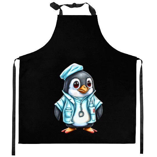 Penguin Doctor, Penguin Famila, funny penguin Kitchen Aprons