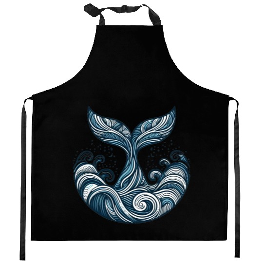 Whale Tail and Waves Kitchen Aprons