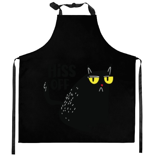 hiss off cat Kitchen Aprons