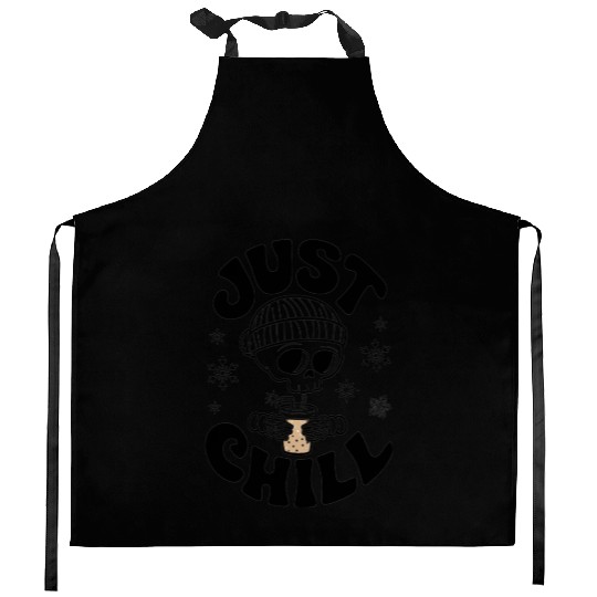Cute Just Chill Skull Winter Season Lovers Kitchen Aprons