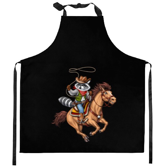 Raccoon Cowboy Rodeo Kitchen Aprons