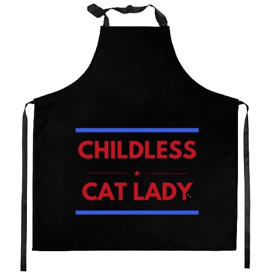 Childless cat lady Kitchen Aprons