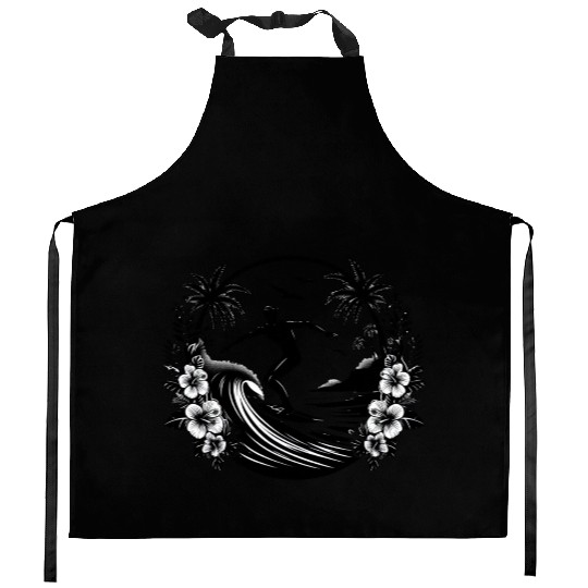 Tropical Surf Vibes Kitchen Aprons