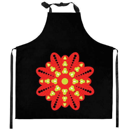 Vibrant Floral Mandala Design Kitchen Aprons