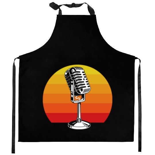 Retro Microphone Design For Music Lovers Kitchen Aprons