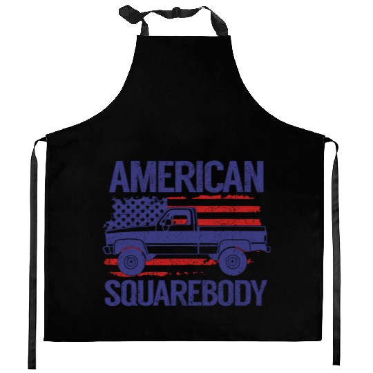 Classic C10 American Square Body Truck USA Flag Kitchen Aprons