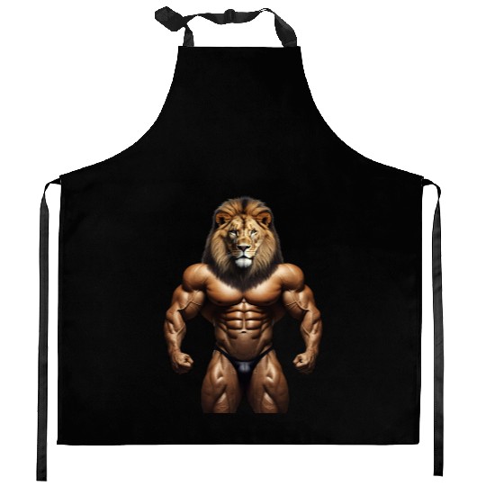 LION KING POWER: MUSCLE CHAMPION Bodybuilder Gym Kitchen Aprons