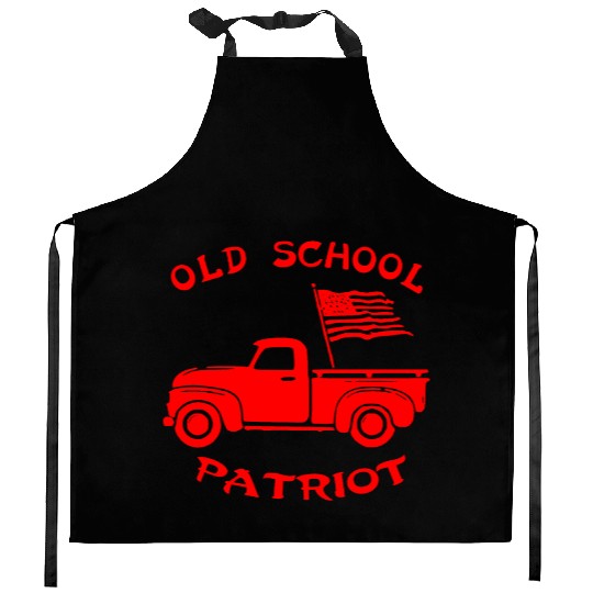 Truck& Flag Old School Patriot LIKE US ON FB # Kitchen Aprons